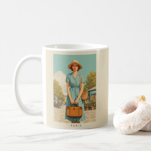 Vintager Sommerwanderweg Paris Kaffeetasse (Mit Donut)