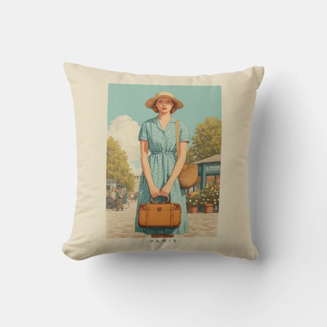 Vintager Sommerwanderweg Paris Kissen (Vorderseite)