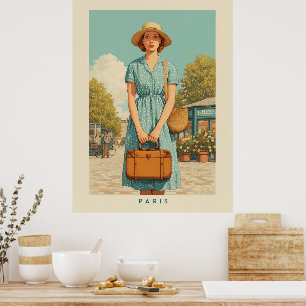 Vintager Sommerwanderweg Paris Poster