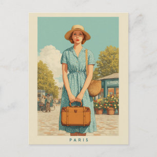 Vintager Sommerwanderweg Paris Postkarte