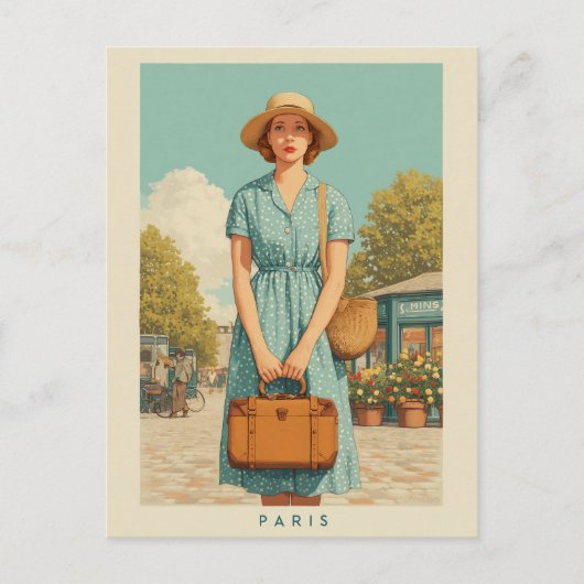 Vintager Sommerwanderweg Paris Postkarte (Vorderseite)