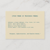 Vintager Sommerwanderweg Paris Visitenkarte (Rückseite)