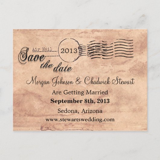 Vintager Sondertag Save the Date Ankündigungspostkarte (Vorderseite)