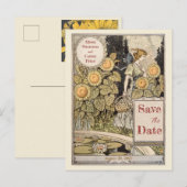 Vintager Sonnenblumenherbst Save the Date Postkarte (Vorne/Hinten)