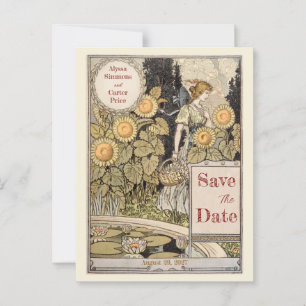 Vintager Sonnenblumenherbst Save the Date Postkarte