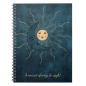 Vintager Sonnenmond, goldschwarz aquamarin blau Notizblock (Vorderseite)
