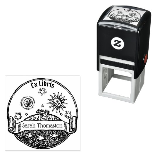 Vintager Sonnenmond Sterne Ozeanerde Name Permastempel (Beispiel)