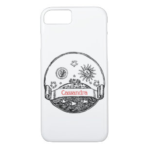 Vintager Sonnenmond Sterne Ozeanerde Zeichne Case-Mate iPhone Hülle