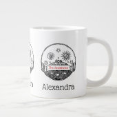 Vintager Sonnenmond Sterne Ozeanerde Zeichne Jumbo-Tasse (Rechts)