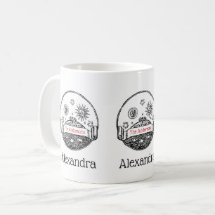 Vintager Sonnenmond Sterne Ozeanerde Zeichne Kaffeetasse