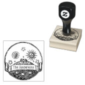 Vintager Sonnenmond Sterne Ozeanerde Zeichne Namen Gummistempel (Stempel)
