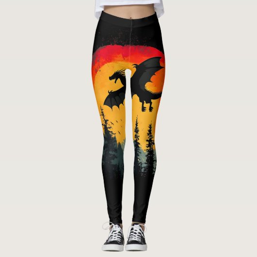 Vintager Sonnenschutzdrache Leggings (Vorderseite)