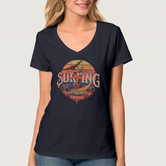 Vintager Sonnensurfing Retro-Lifestyle gestört T-Shirt (Vorderseite)