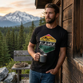 Vintager Sonnenuntergang Alaska Natur Landschaftli T-Shirt