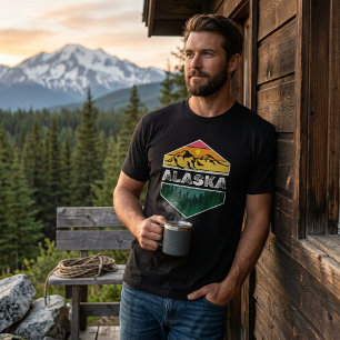 Vintager Sonnenuntergang Alaska Natur Landschaftli T-Shirt