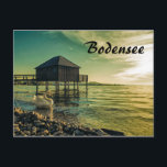 Vintager Sonnenuntergang am Bodensee Postkarte<br><div class="desc">Fotografie eines alten Badehauses am Bodensee bei Bregenz.</div>