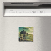 Vintager Sonnenuntergang am Bodensee Souvenir Magnet (In Situ (Geschirrspüler))