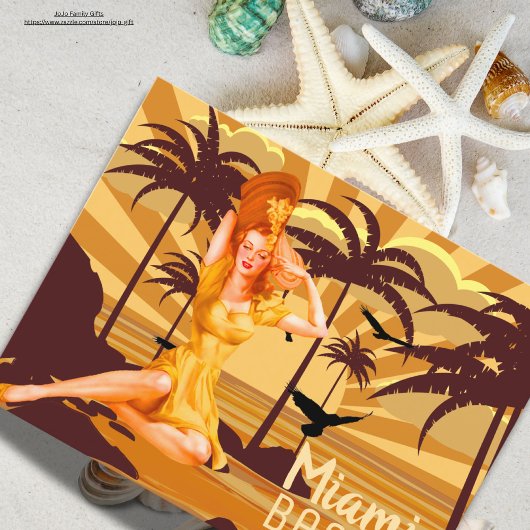 Vintager Sonnenuntergang Gruß aus Miami Postkarte