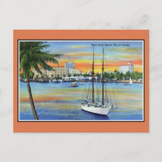 Vintager Sonnenuntergang in West Palm Beach Florid Postkarte