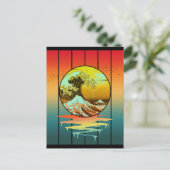 Vintager Sonnenuntergang Japanisch Kanagawa Wave O Postkarte (Stehend Vorderseite)