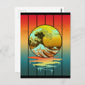 Vintager Sonnenuntergang Japanisch Kanagawa Wave O Postkarte (Vorne/Hinten)