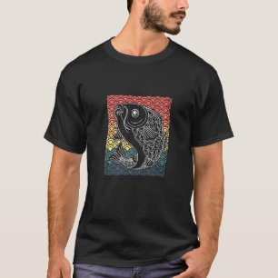 Vintager Sonnenuntergang Japanischer Koi Fisch Kar T-Shirt
