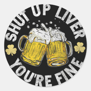 Vintager Sonnenuntergang Liver Youre Fine St Patri Runder Aufkleber
