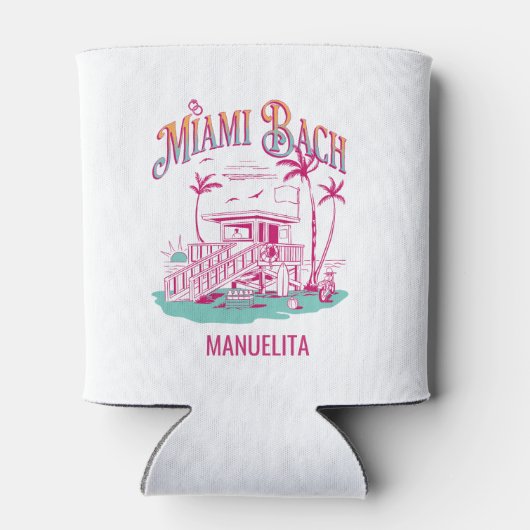 Vintager Sonnenuntergang-Miami-Junggeselinnen-Absc Dosenkühler (Rückseite)