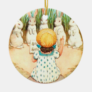 Vintager Sonnenuntergang mit Kindergarten Keramik Ornament