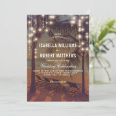 Vintager Sonnenuntergang & Strandlicht Hochzeit Einladung (Stehend Vorderseite)