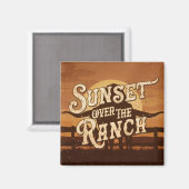 Vintager Sonnenuntergang über der Ranch Magnet (Vorderseite/Rückseite)