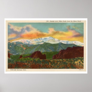 Vintager Sonnenuntergang über Pikes Peak, Colorado Poster