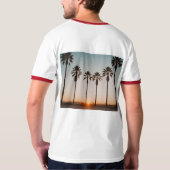 Vintager Sonnenuntergang von Palmen T-Shirt (Schwarz voll)