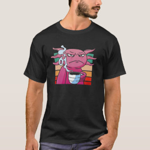 Vintager, sonniger Axolotl mit Kaffee-Kaffeetag T-Shirt