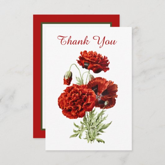 Vintager spanischer Mohn Dankeschön Grußkarte (Vorne/Hinten)