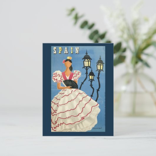 Vintager Spanischer Tänzer Postkarte (Stehend Vorderseite)