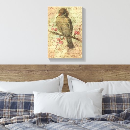 Vintager Sparrow Leinwanddruck (Insitu (Schlafzimmer))