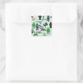 Vintager Spaß Außenweltraumrobot Quadratischer Aufkleber (Tasche)