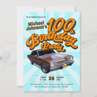 Vintager Spaß beim Classic Car Retro 100. Geburtst Einladung