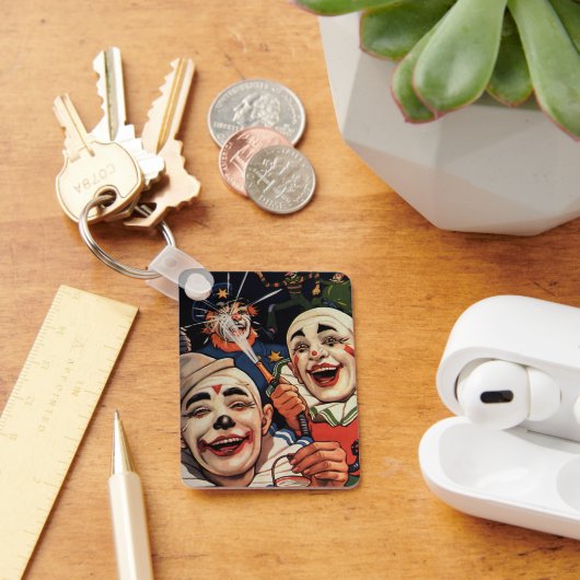 Vintager Spaß, lachende Zirkus-Clowns und Polizei Schlüsselanhänger (Schreibtisch)