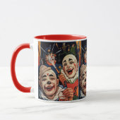 Vintager Spaß, lachende Zirkus-Clowns und Polizei Tasse (Links)
