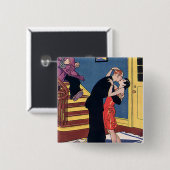 Vintager Spaß, Liebe und Romantik, Spätnachts Kuss Button (Vorne & Hinten)