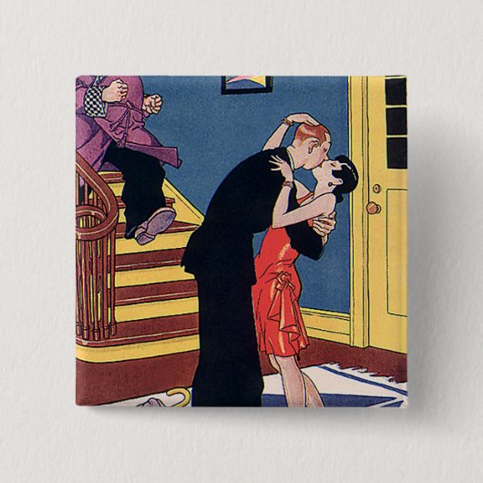 Vintager Spaß, Liebe und Romantik, Spätnachts Kuss Button (Vorderseite)