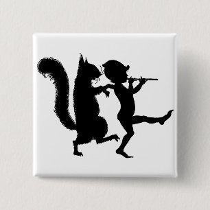 Vintager Spaß Magisches Eichhörnchen und elf Sil Button