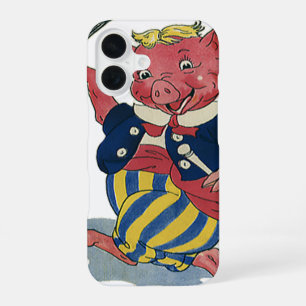Vintager Spaß, Niedliche Happy Dancing Pig Tänze iPhone 16 Hülle