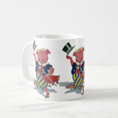 Vintager Spaß, Niedliche Happy Dancing Pig Tänze Kaffeetasse (Vorderseite Links)