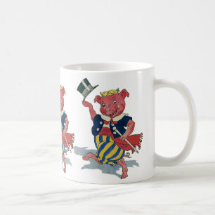 Vintager Spaß, Niedliche Happy Dancing Pig Tänze Kaffeetasse