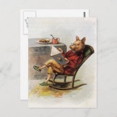 Vintager Spaß, Rockstuhl Lesen eines Buches Postkarte (Vorne/Hinten)