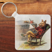 Vintager Spaß, Rockstuhl Lesen eines Buches Schlüsselanhänger (Vorderseite)