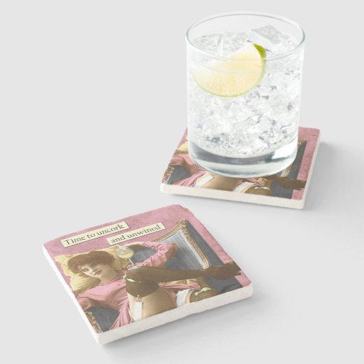 Vintager Spaß-Untersetzer Steinuntersetzer (Seitenansicht)